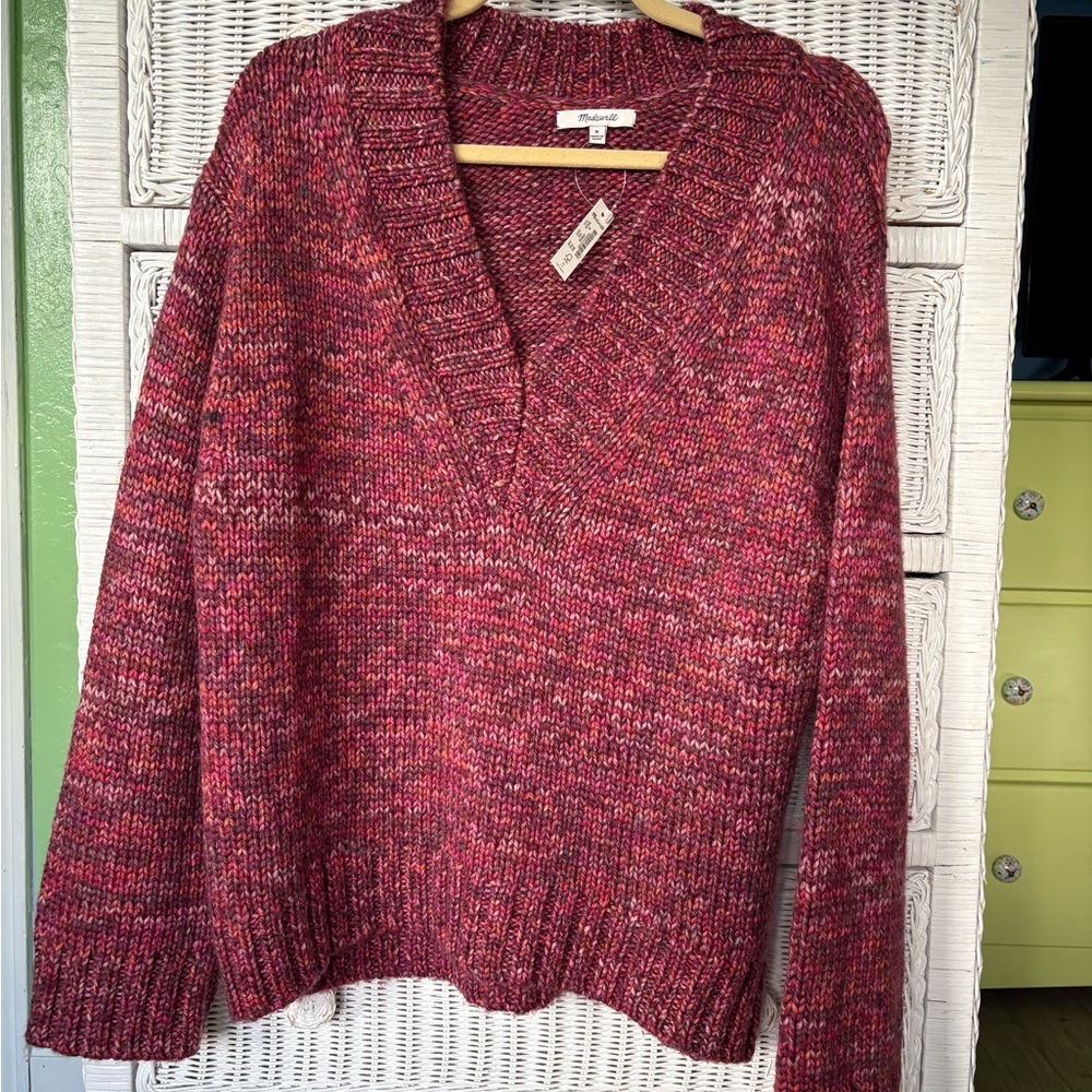 Madewell Women's V-Neck Sweater - 100% wool